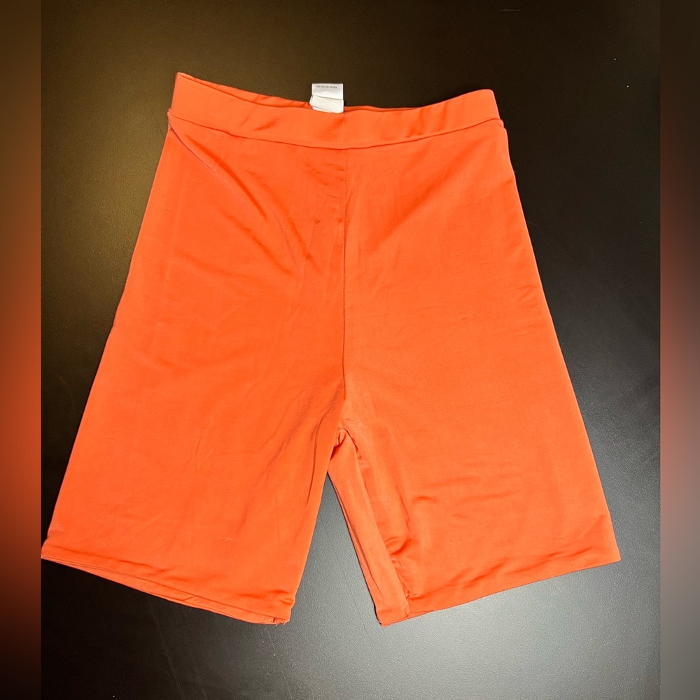 XS Neon Orange Stretchy Biker Shorts